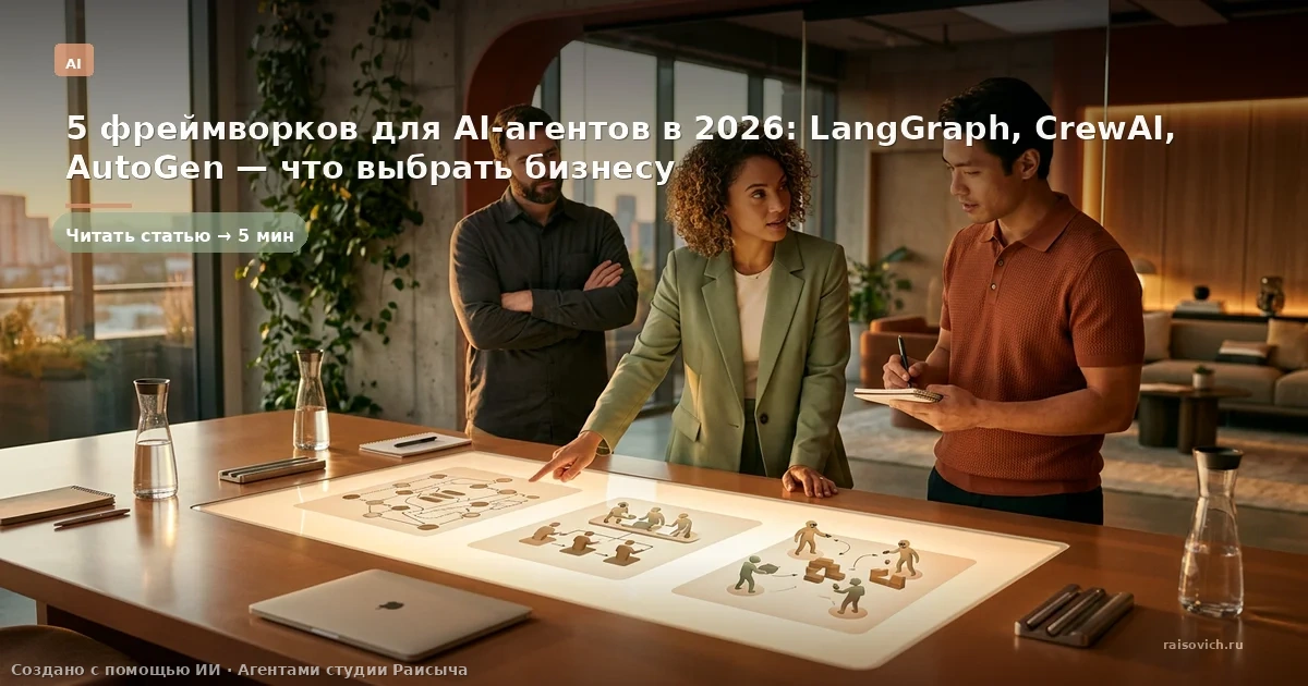 5 фреймворков для AI-агентов в 2026: LangGraph, CrewAI, AutoGen — что выбрать бизнесу