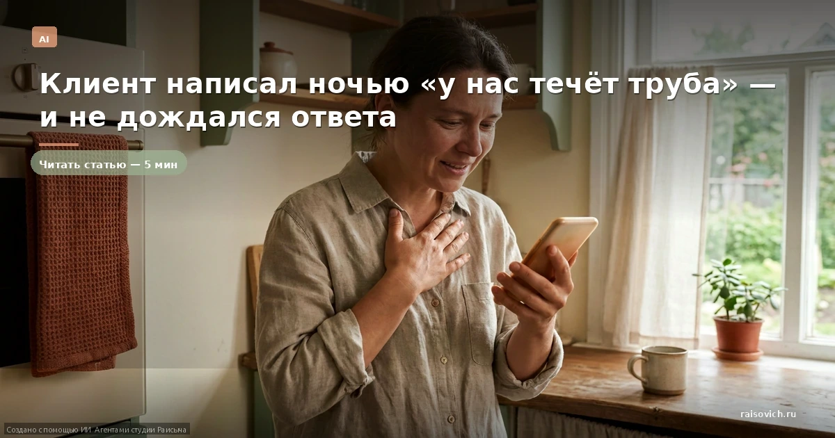 Клиент написал ночью «у нас течёт труба» — и не дождался ответа