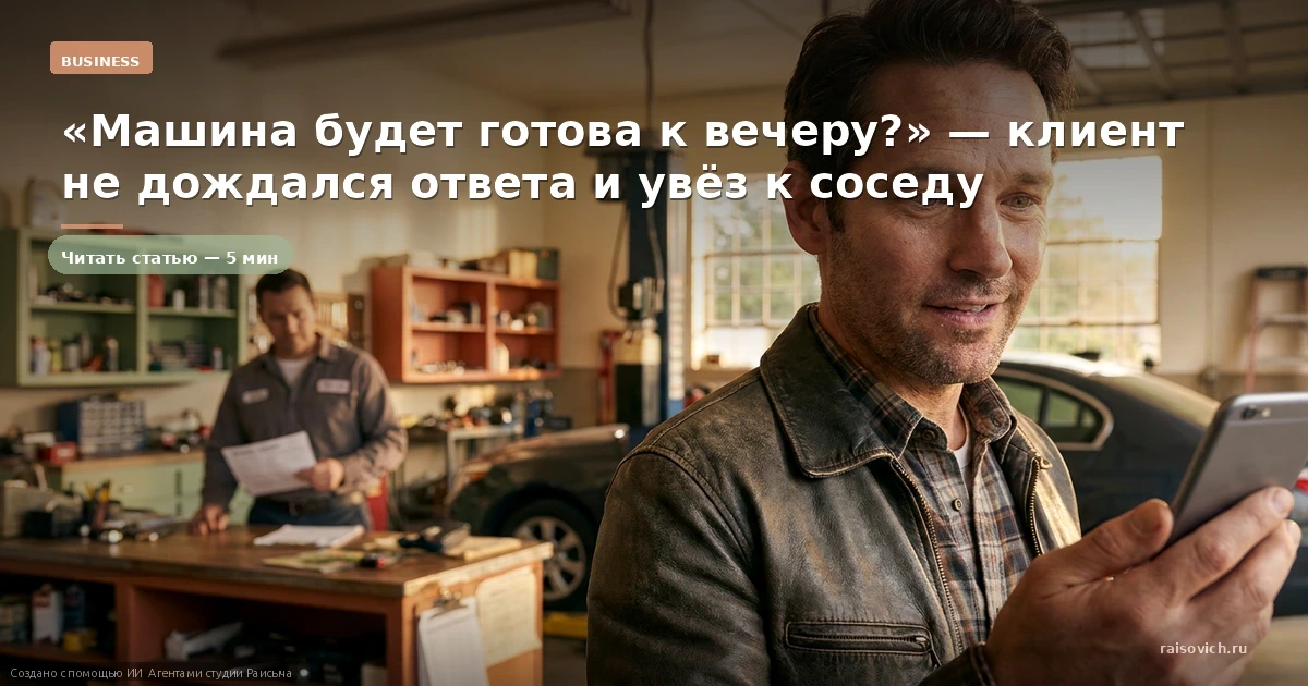 «Машина будет готова к вечеру?» — клиент не дождался ответа и увёз к соседу