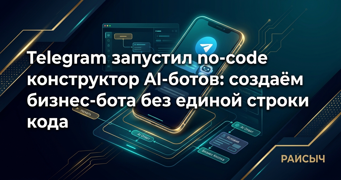 Telegram запустил no-code конструктор AI-ботов: создаём бизнес-бота без единой строки кода
